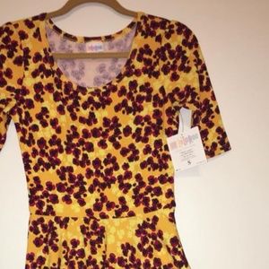 small yellow and red floral lularoe Nicole dress